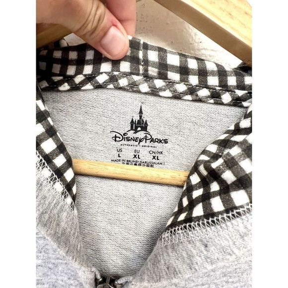 Disney Parks Minnie Mouse Hoodie Jacket L Zipper Pockets Womens Grey - Picture 3 of 7
